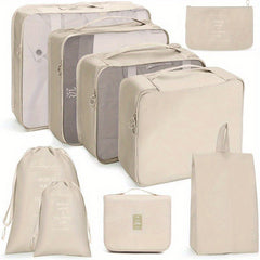 9 Pcs Lightweight Zipper Luggage Bags for Travel Organizers