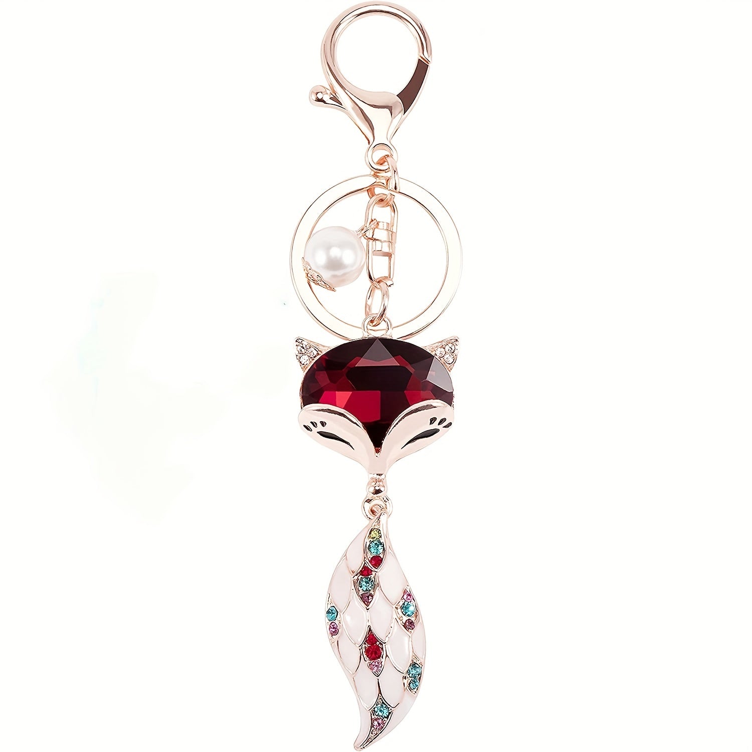 Sparkling Fox Keychain Rhinestone Animal Key Ring Purse Bag Backpack Car Key Cha