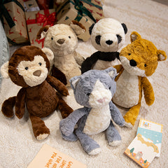 Cartoon Animal Plush Dolls - Dog, Monkey, Panda, Fox, Cat