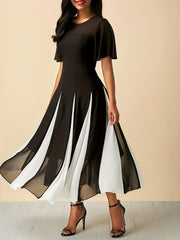  Flutter Sleeve Round Neck A-line Dress