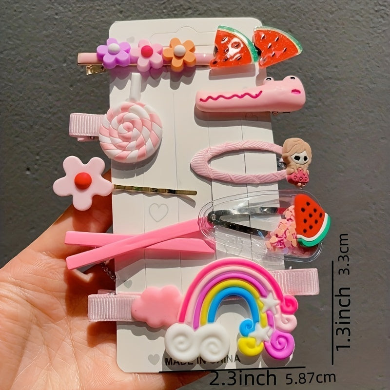 10pcs Lollipop Flower Bobby Pin Hair Clip Set