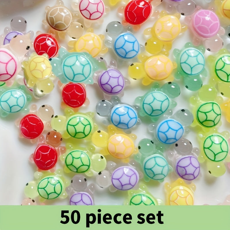 50pcs Mini Turtle Night Light Toy Set with Gift Bag Resin Duck Realistic Party