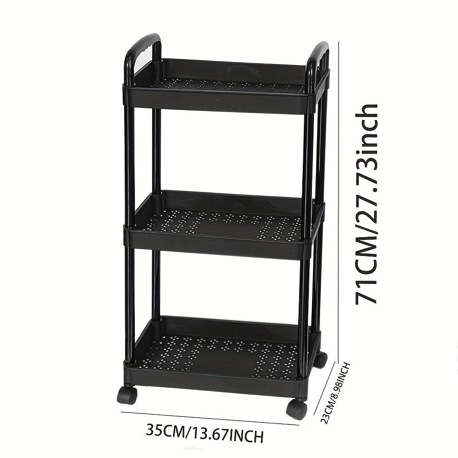 3 Tier Utility Cart Rolling Organization Cart With Handle And Wheels
