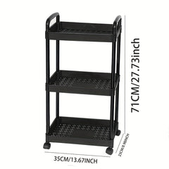 3 Tier Utility Cart Rolling Organization Cart With Handle And Wheels