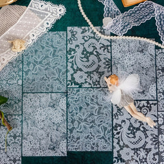 6-Piece Retro DIY Decor Sticker Set with Lace & Love Song Designs