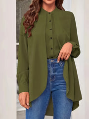  Lantern Sleeve Button Up Blouse