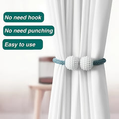 2pcs Faux Pearl Magnetic Curtain Tiebacks Decorative Pearls Rope Holdback