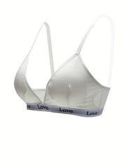 Letter Print Sports Bra Comfy Fitness Bra Women's Lingerie