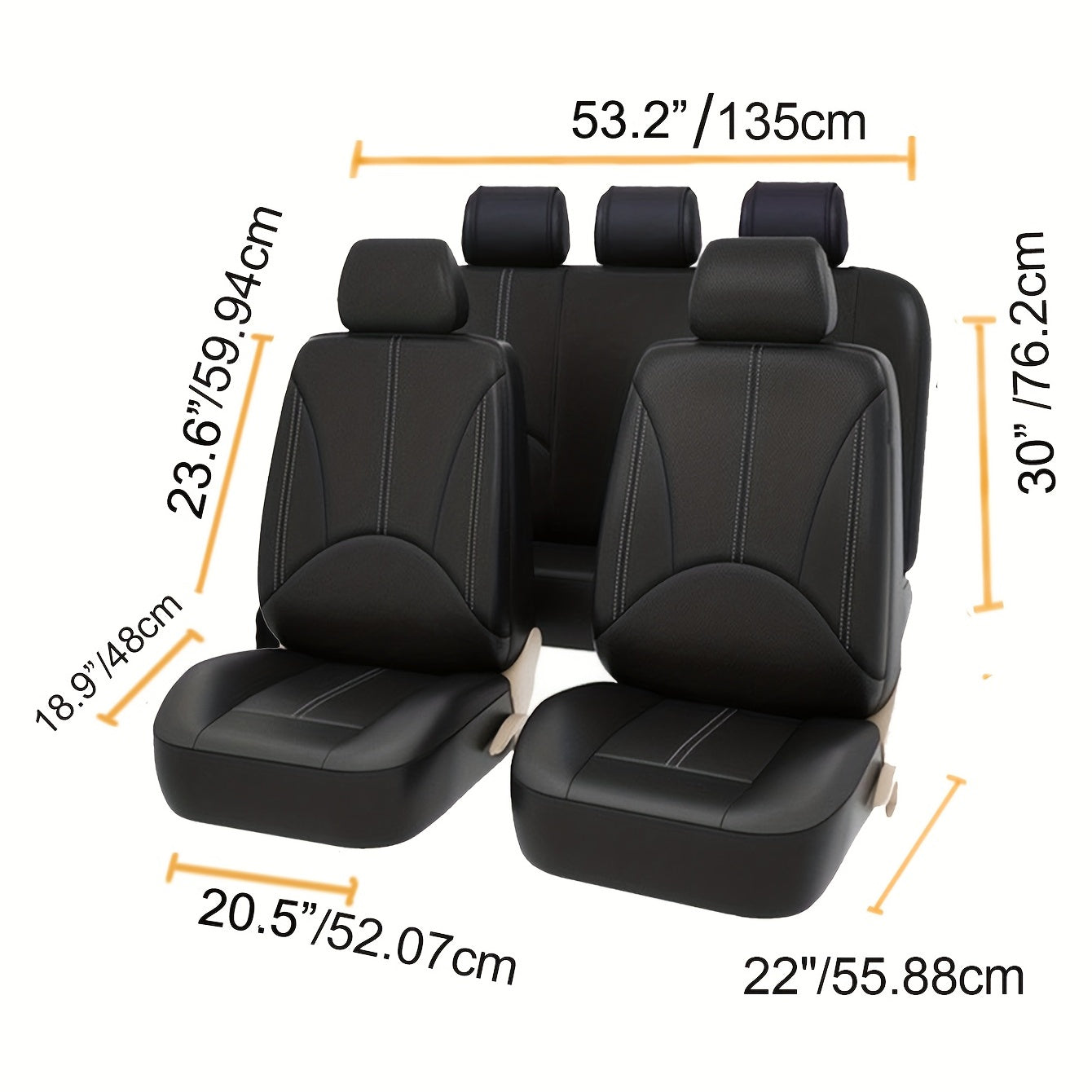 Perforated Leather 4pc Suit Car Seat Cover Set Business Style PVC