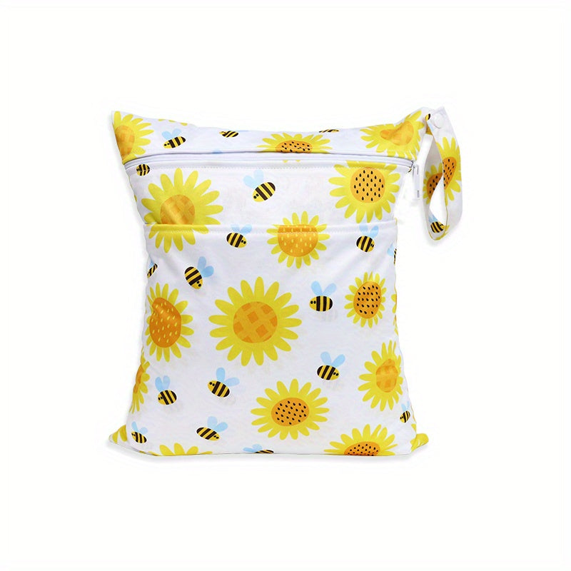 Kids Print Diaper Bag Double Pocket Diaper Storage Bag Wet Bag