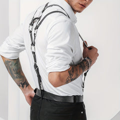 Men's Handsome Bib Pants Punk Business Shirt Straps