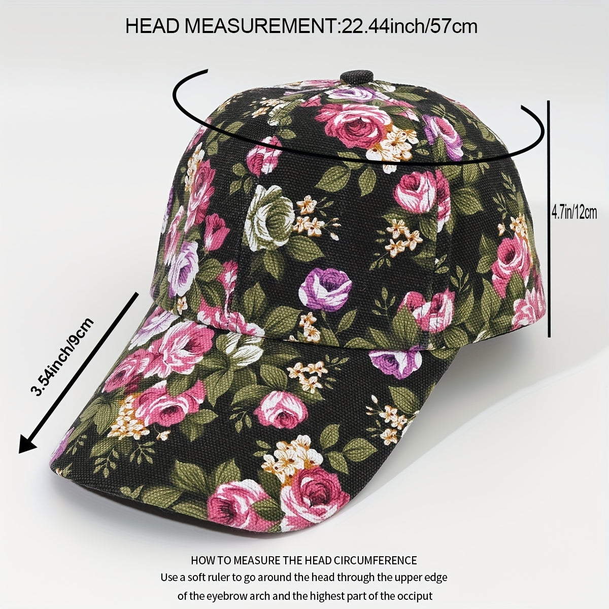 Vintage Flower Print Baseball Cap Spring & Summer Sunscreen Sports Hat