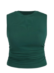  Casual Tank Top Women's Plus Solid Round Neck High Stretch Vest Top