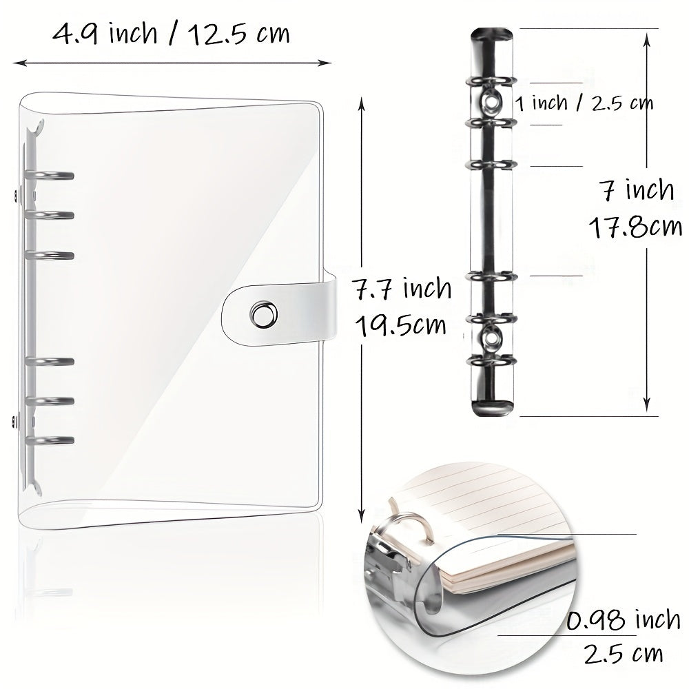 Clear PVC A6 Binder Cover 6 Ring Refillable Planner Journal with Key Chain