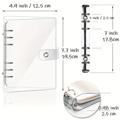 Clear PVC A6 Binder Cover 6 Ring Refillable Planner Journal with Key Chain