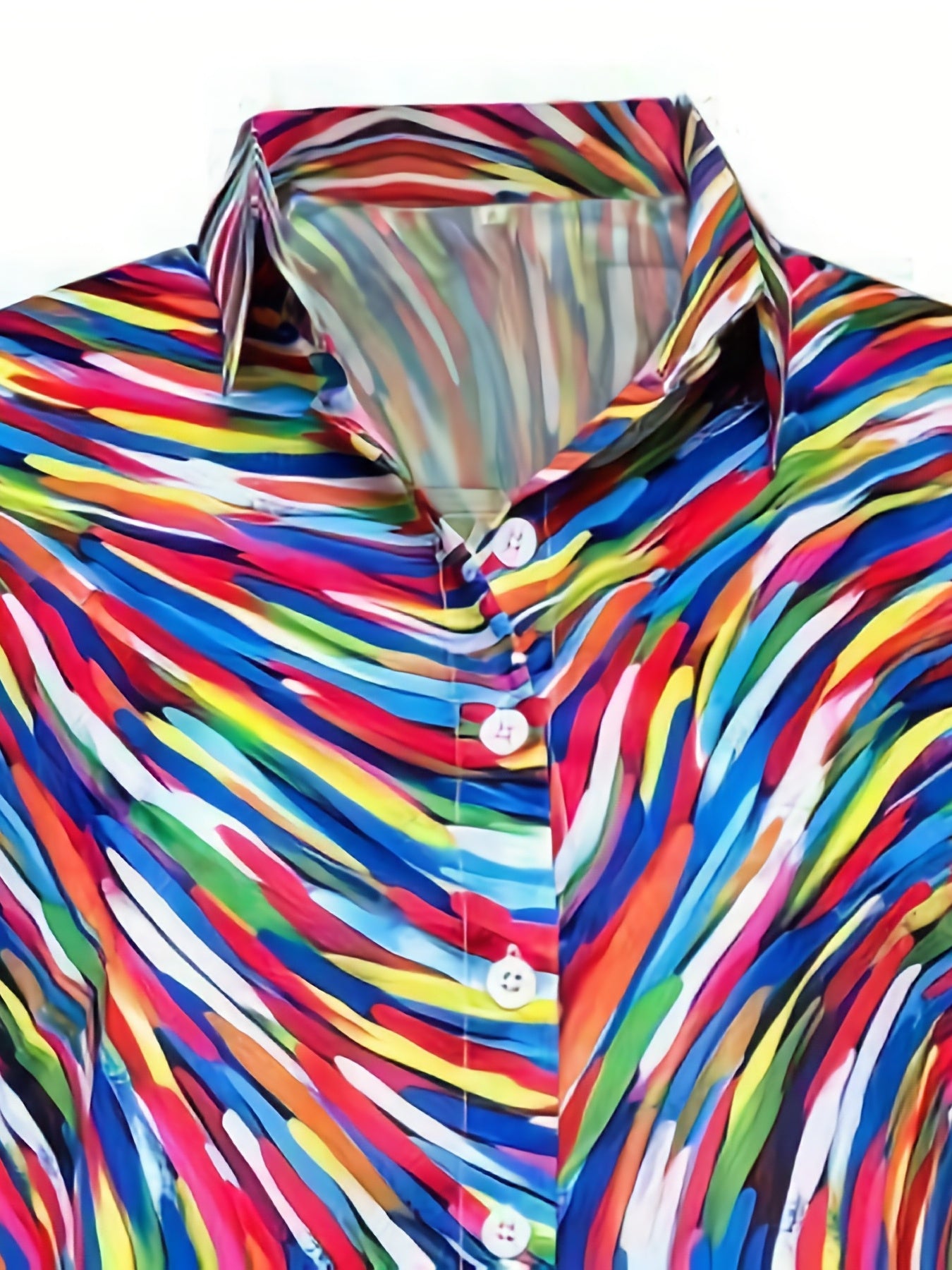  Casual Blouse Women's Plus Allover Print Button Up Half Sleeve