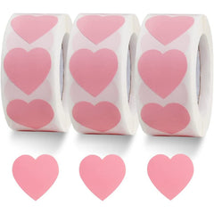 500 Pink Heart Stickers 2.54cm Wedding Invitation Decals