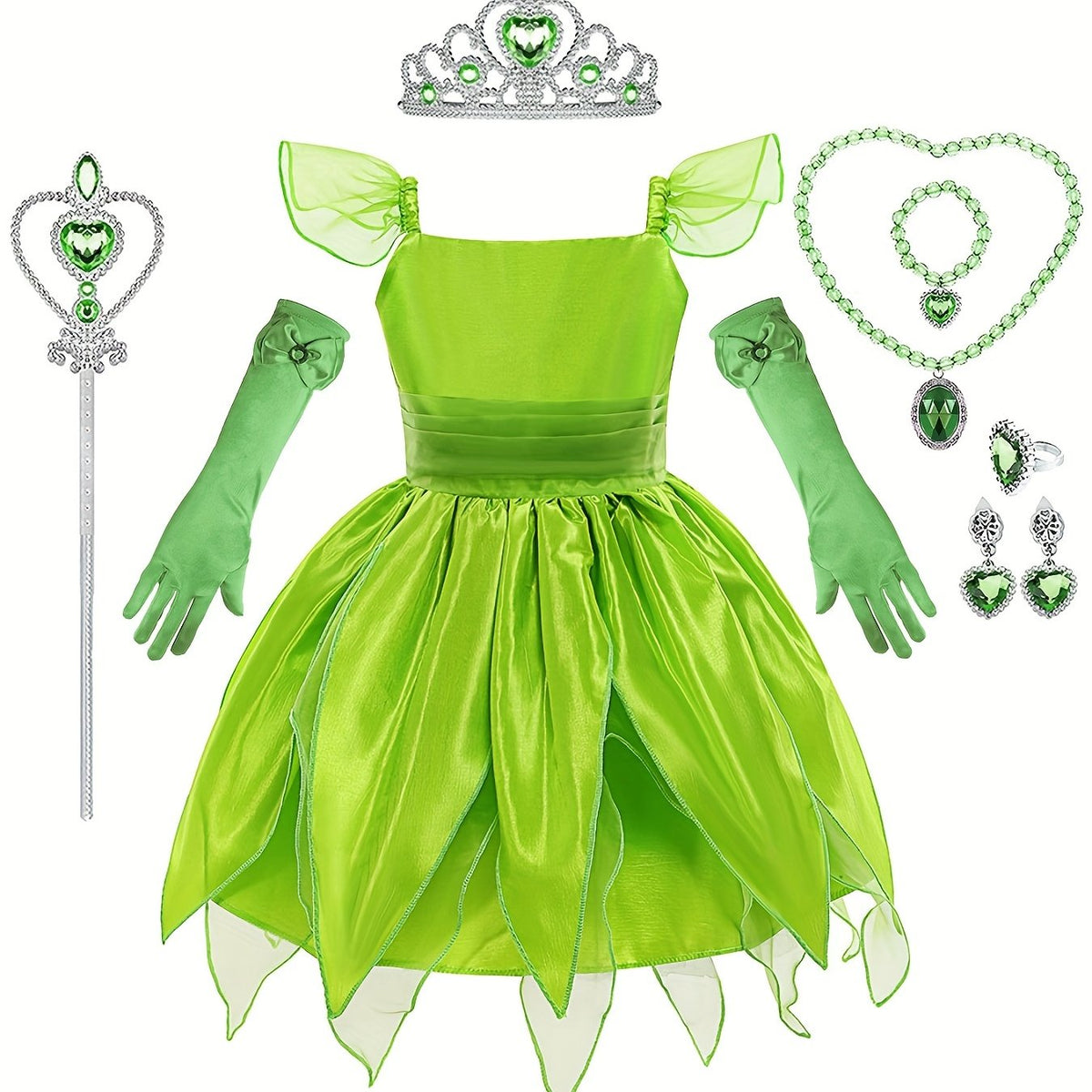 Girls Cartoon Princess Dress & Accessories Set for Holiday Party