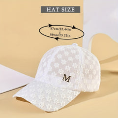 Floral Embroidered Baseball Cap Breathable Sun Hat for Women