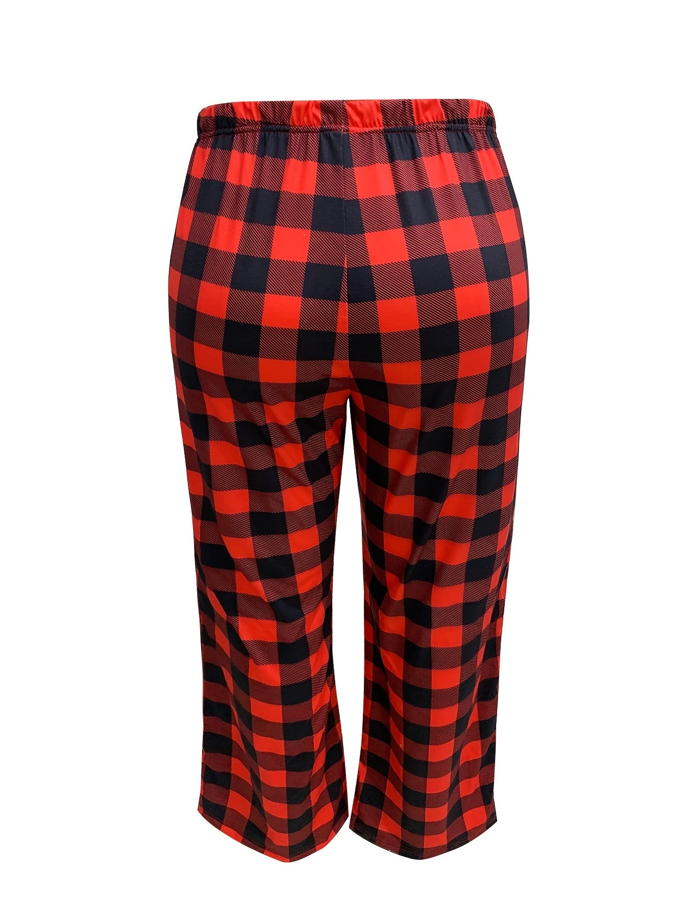  Plaid Print High Rise Loose Trousers