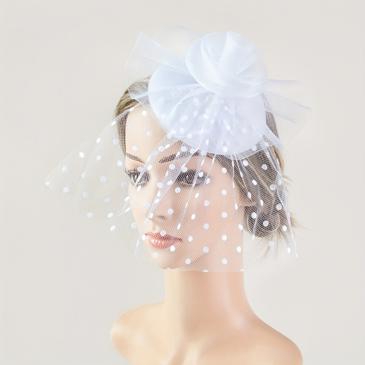 Girl's Flower Hair Bow Veil Bridal Headdress