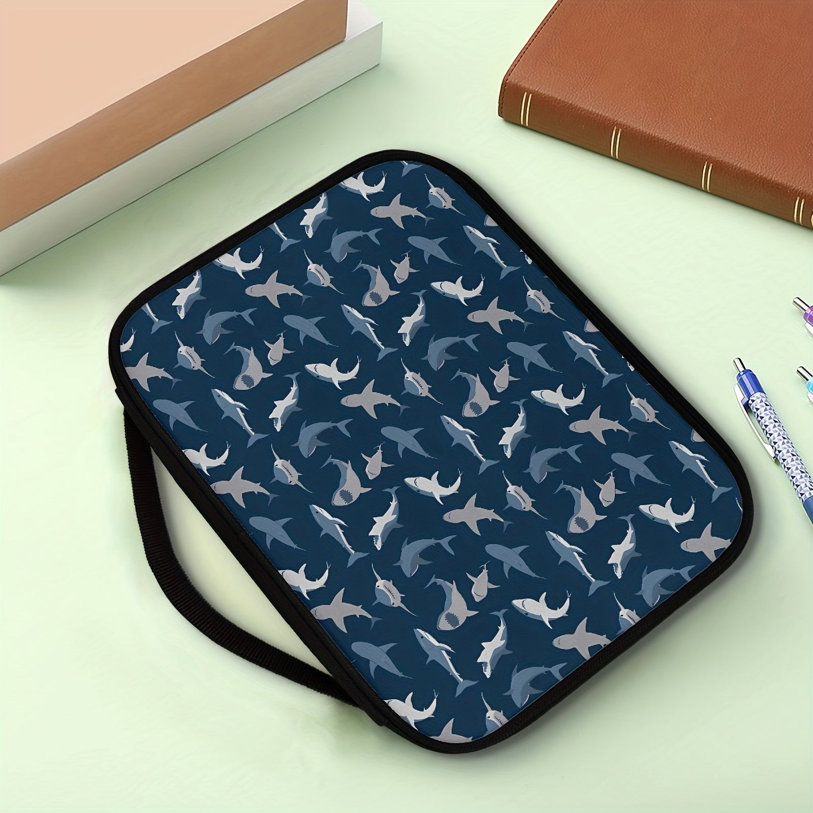 Cartoon Shark Print Bible Cover For Students Women Portable Bible Tote Bag
