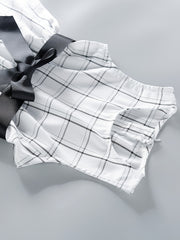 Girls Plaid Sleeveless Dress with Bow Belt