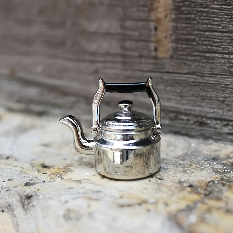 1:12 Scale Dollhouse Kettle Realistic Metallic Finish Ornament
