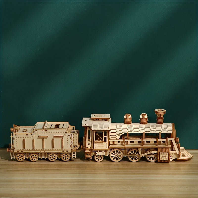 DIY Train Puzzle Model Assembly Car 3D Wooden Puzzle Toys