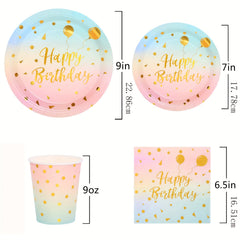 40pcs Rainbow Pastel Party Supplies Disposable Dinnerware Set for Birthday & Bab