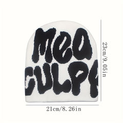 Double-sided Double-layer Knitted Hat Letter Jacquard Beanie