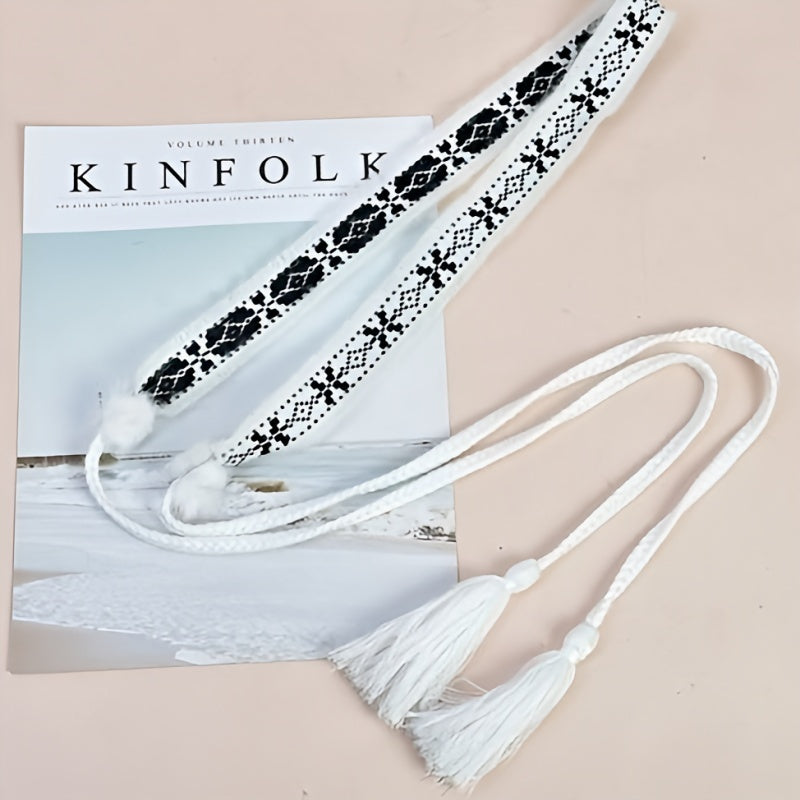 Faux Rabbit Fur Pom Belt Rope Autumn And Winter Woven Belt