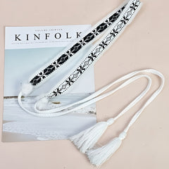 Faux Rabbit Fur Pom Belt Rope Autumn And Winter Woven Belt