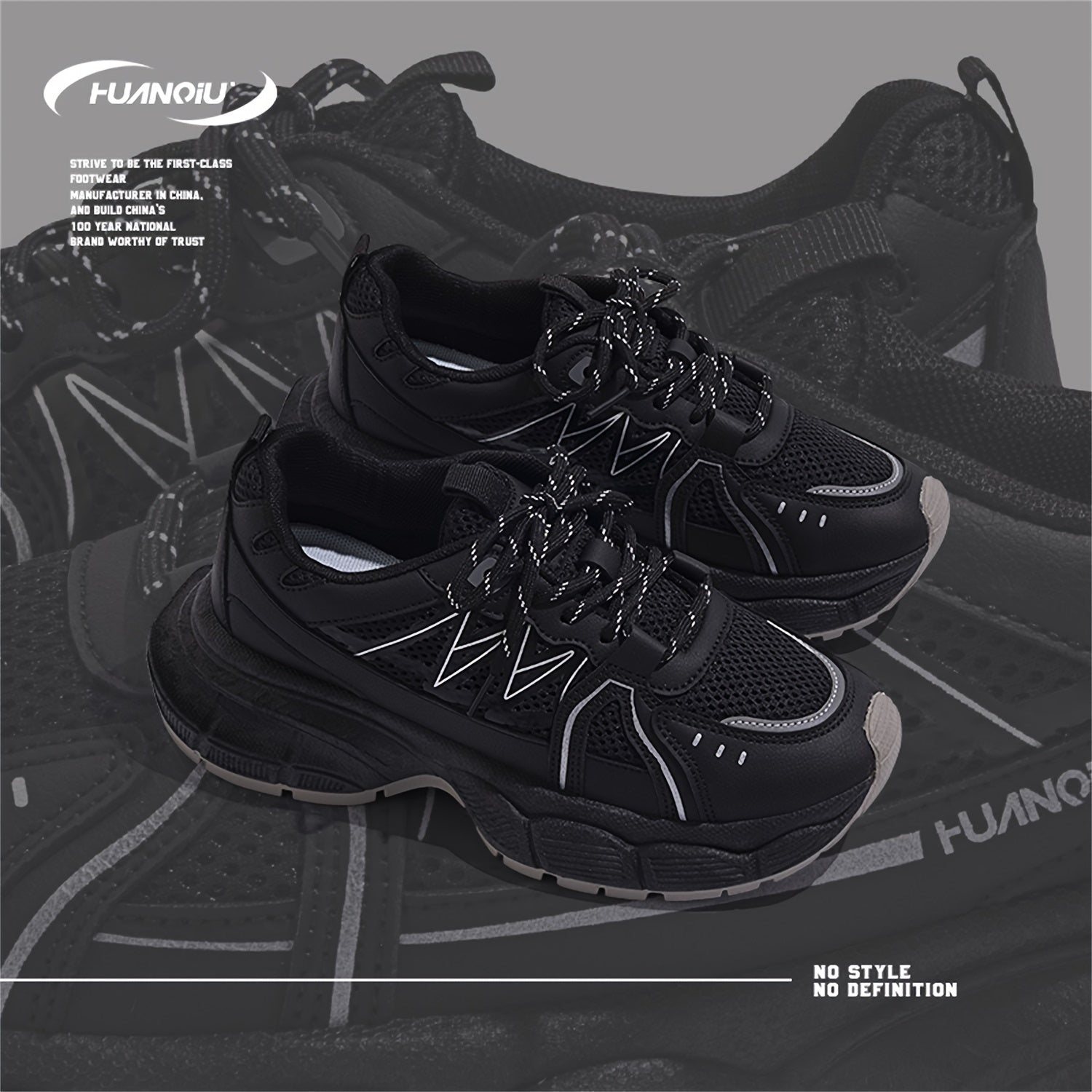 HUANQIU Women's Lace up Chunky Running Shoes