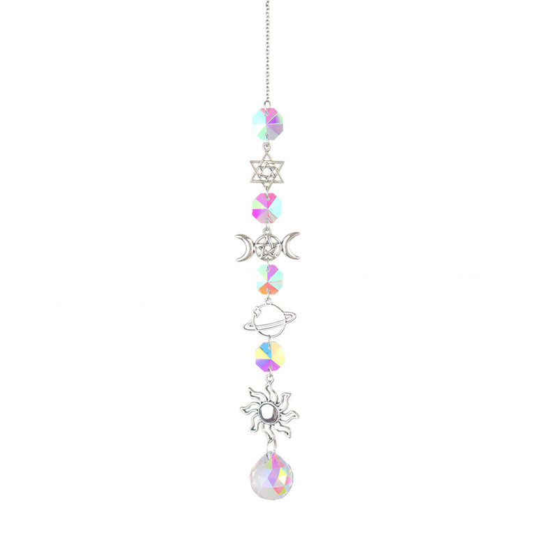 Bird Crystal Pendant Moon Sun Catcher Wind Chime Garden Decor