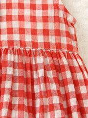 Girl's Plaid Button Front Dress for Summer