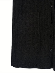  Solid Ribbed Long Sleeve Button Up Cardigan