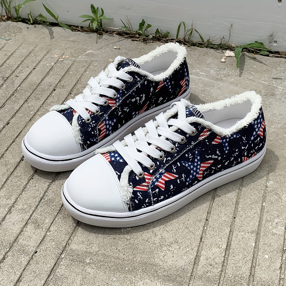 Women's Star Flag Pattern Canvas Sneakers for 4th of July