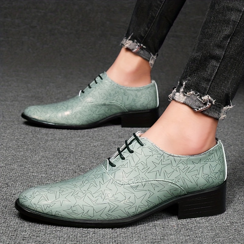 Men's Star Print Oxford Shoes Lace-up Front Dress Shoes