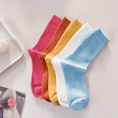 10 Pairs Women's Mid Tube Socks Comfy & Breathable Solid Color Stockings
