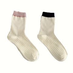 Colorblock Crew Socks Breathable Mid Tube Stockings