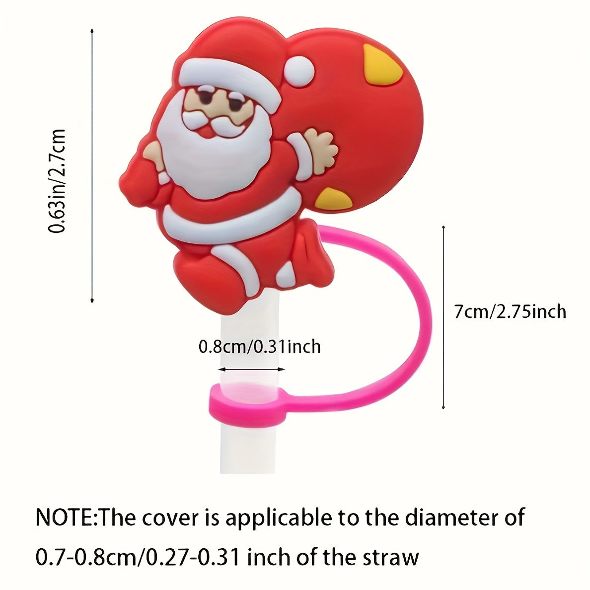 Christmas Straw Tip Covers Reusable Leakproof Straw Stoppers 6-8mm 4/5/20pcs