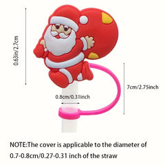 Christmas Straw Tip Covers Reusable Leakproof Straw Stoppers 6-8mm 4/5/20pcs