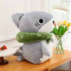 Plush Shark Green Scarf Soft Grey Ugly Stuffed Animal Desktop Sofa Decor