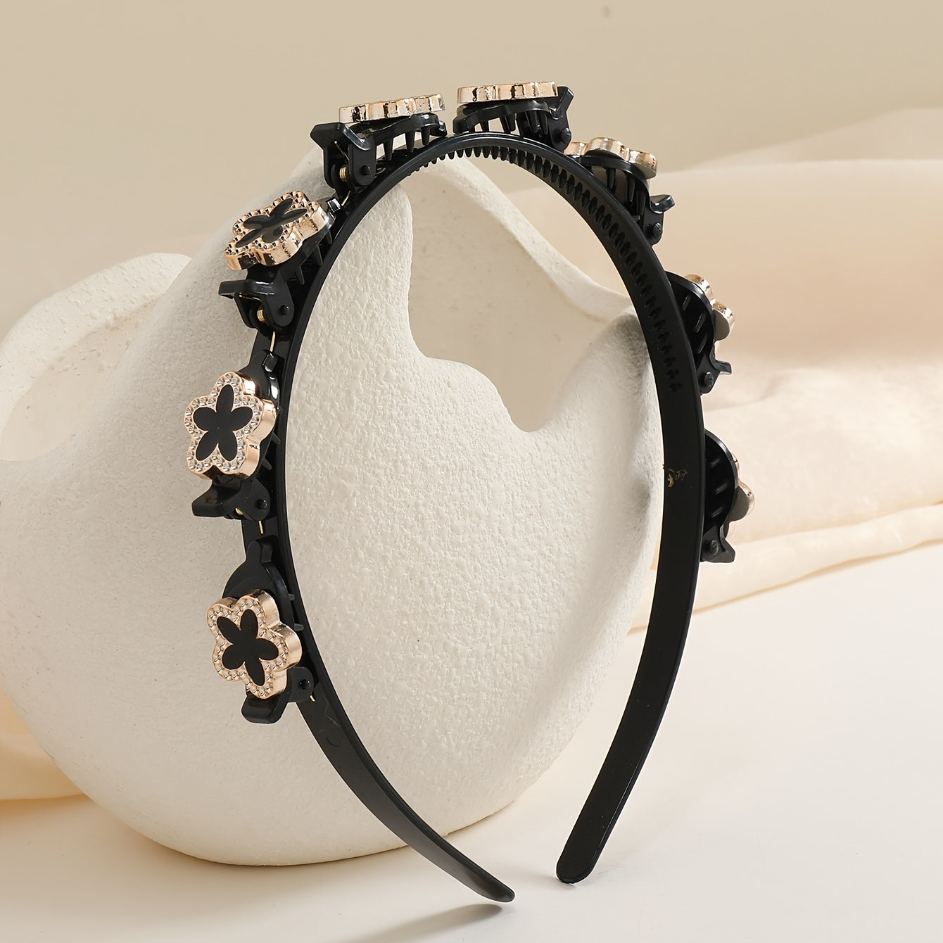 Double Layer Twist Rhinestone Headband for Women with Clips