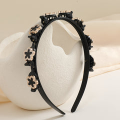 Double Layer Twist Rhinestone Headband for Women with Clips