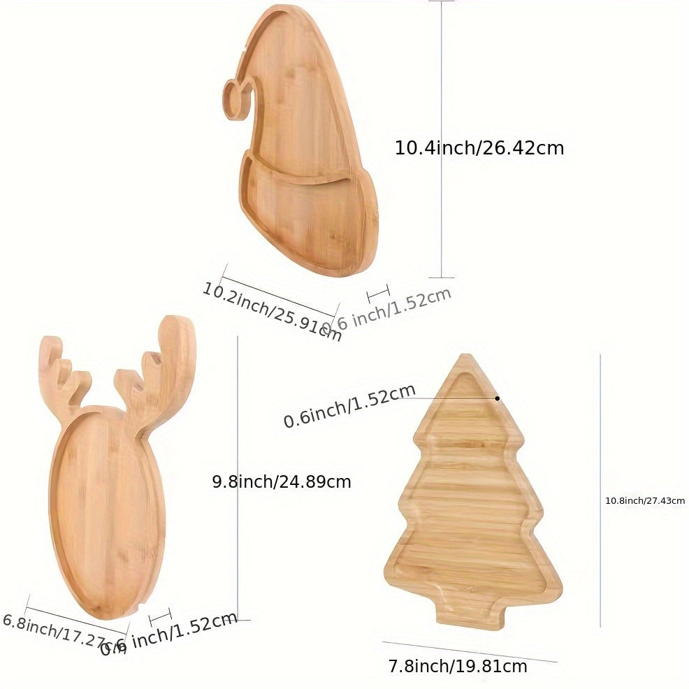 Wooden Appetizer Tray Christmas Decor Serving Tray Plate Snack Dessert