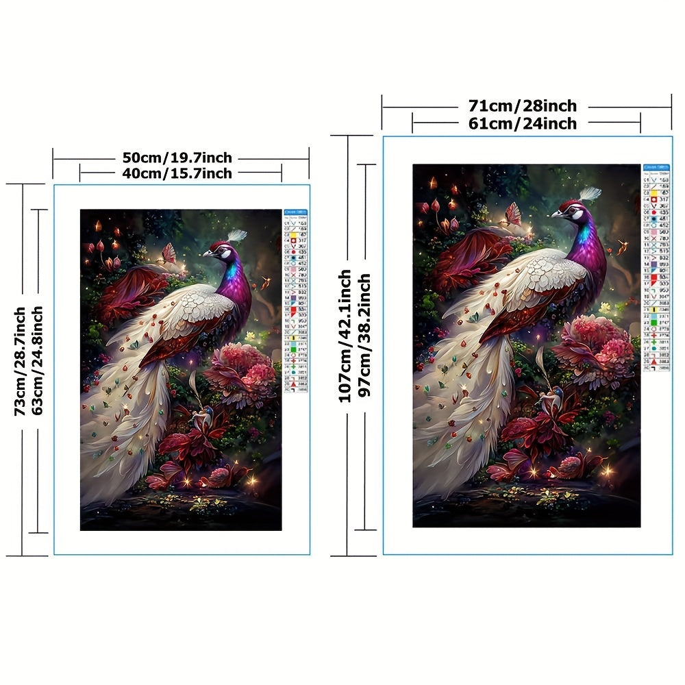 DIY Cross Stitch Kit Peony Peacock Pattern Embroidery 11CT Printed Canvas