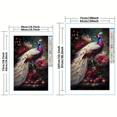 DIY Cross Stitch Kit Peony Peacock Pattern Embroidery 11CT Printed Canvas