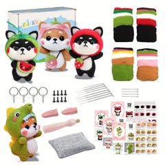 Needle Felting Kit For Beginners Dog Shiba DIY Craft Material Package